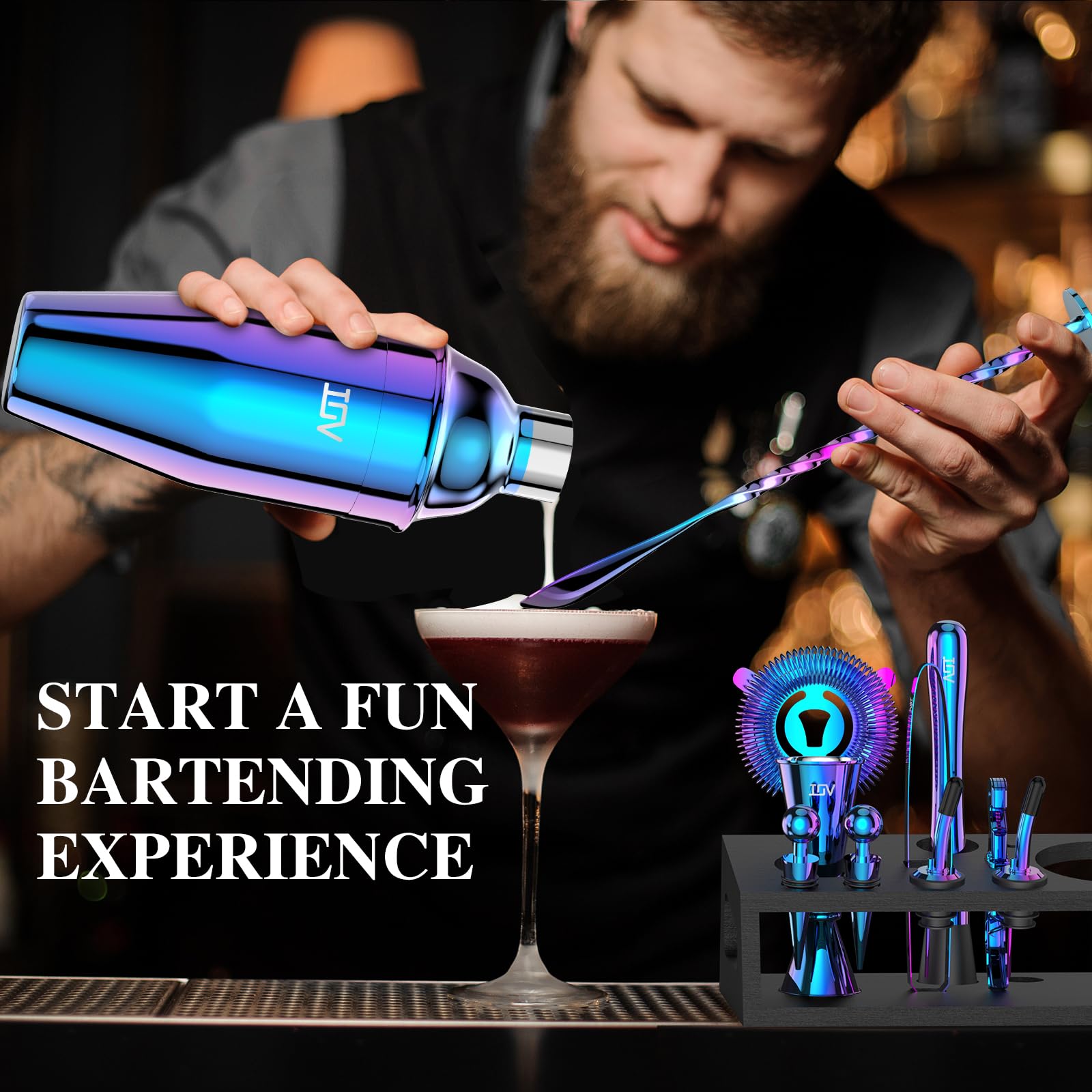 IOV colorful cocktail tools add vibrant style to gatherings.