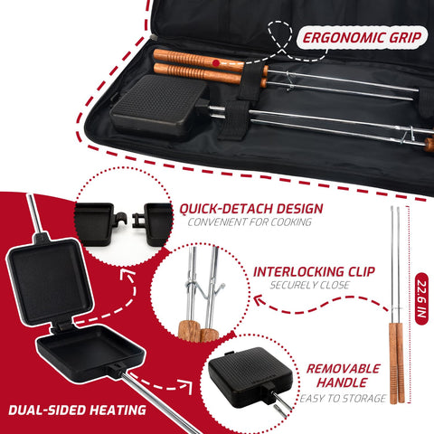 IPROUDER seasoned cast-iron press reduces sticking during cooking.