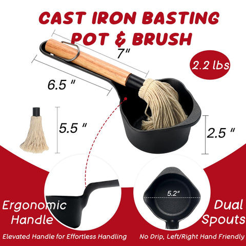 IPROUDER basting pot with dual spouts enables drip-free pouring on grills
