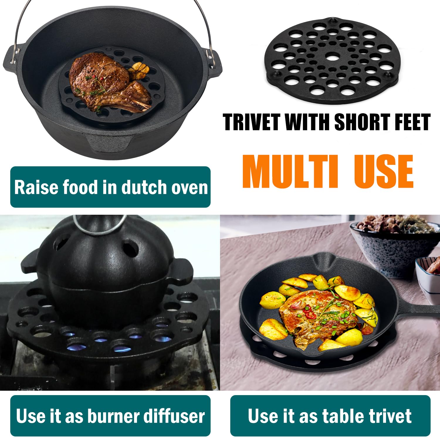 IPROUDER short-feet grate also functions as a burner diffuser