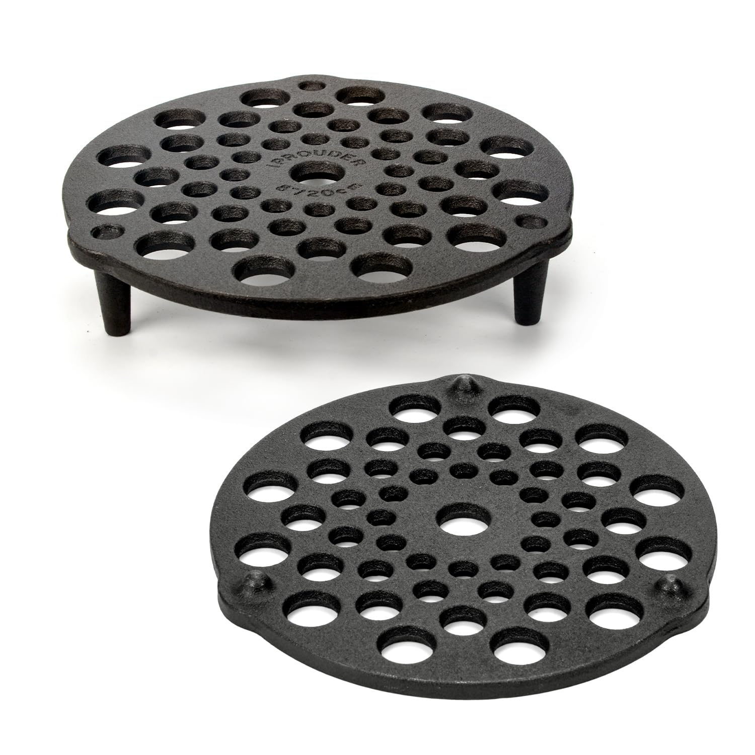 IPROUDER cast iron trivet with long feet elevates food for even heating in Dutch ovens