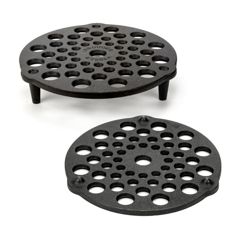IPROUDER cast iron trivet with long feet elevates food for even heating in Dutch ovens