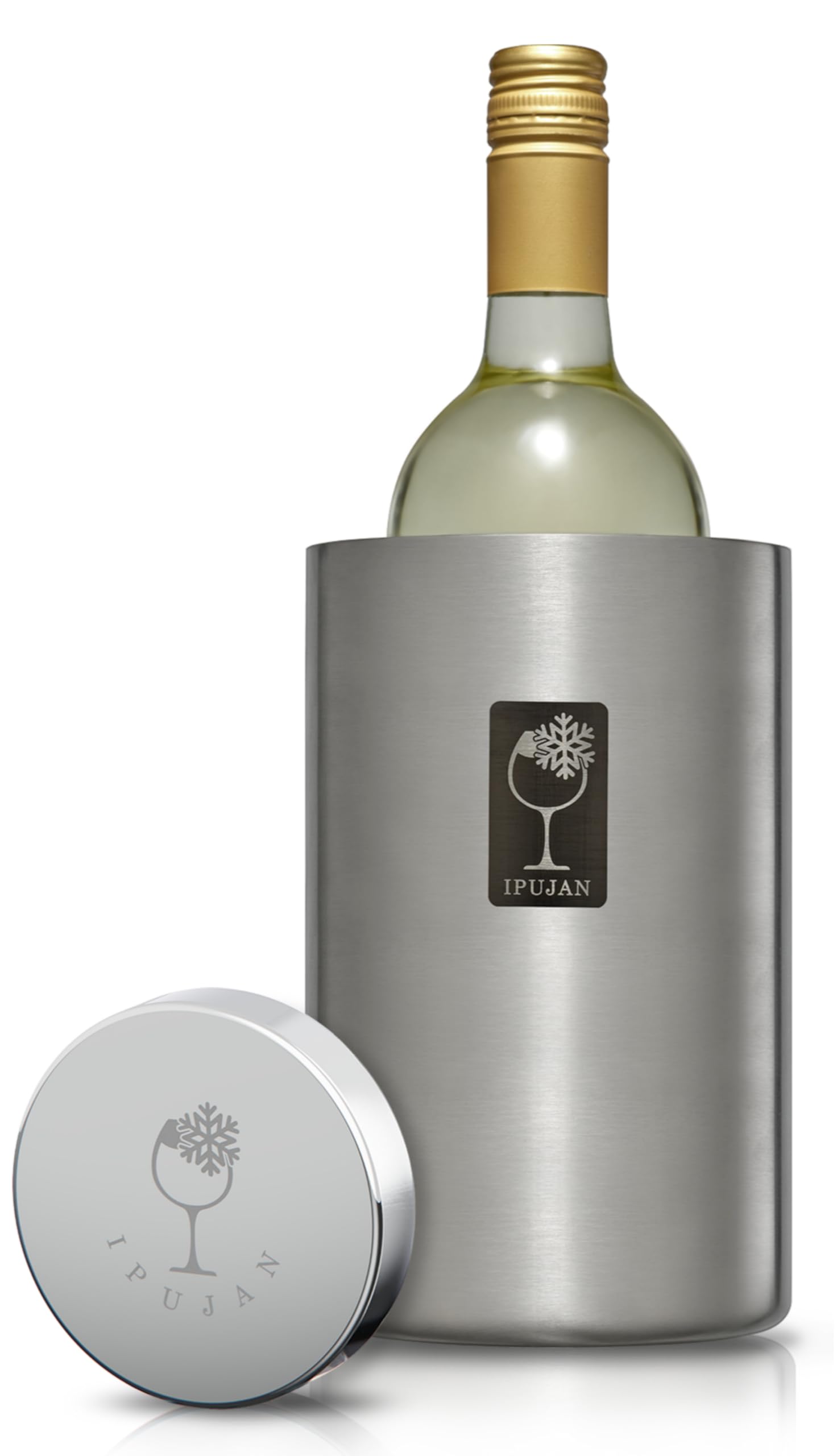 IPUJAN wine chiller bucket in silver front view keeps bottle cool