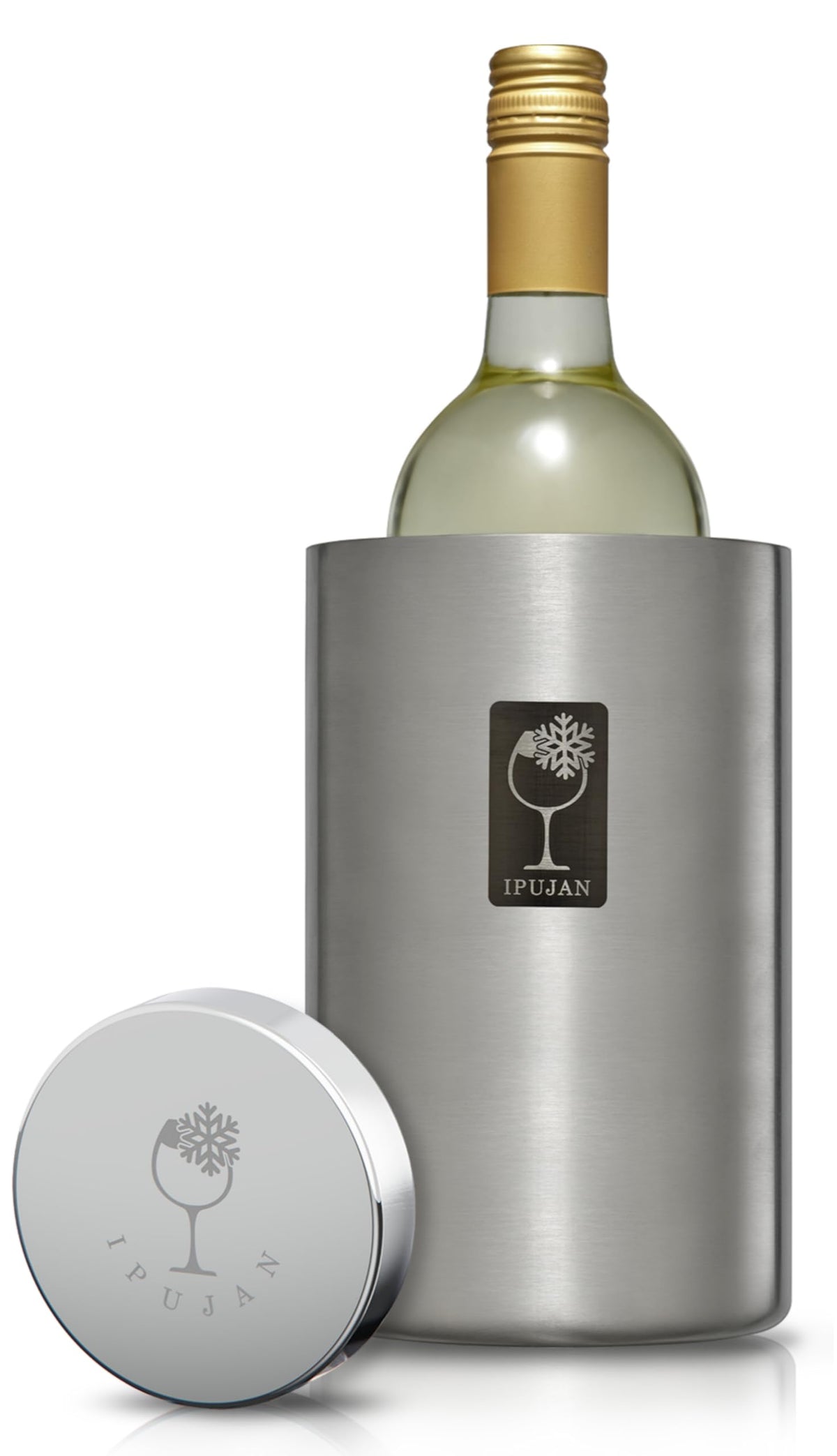 IPUJAN wine chiller bucket in silver front view keeps bottle cool