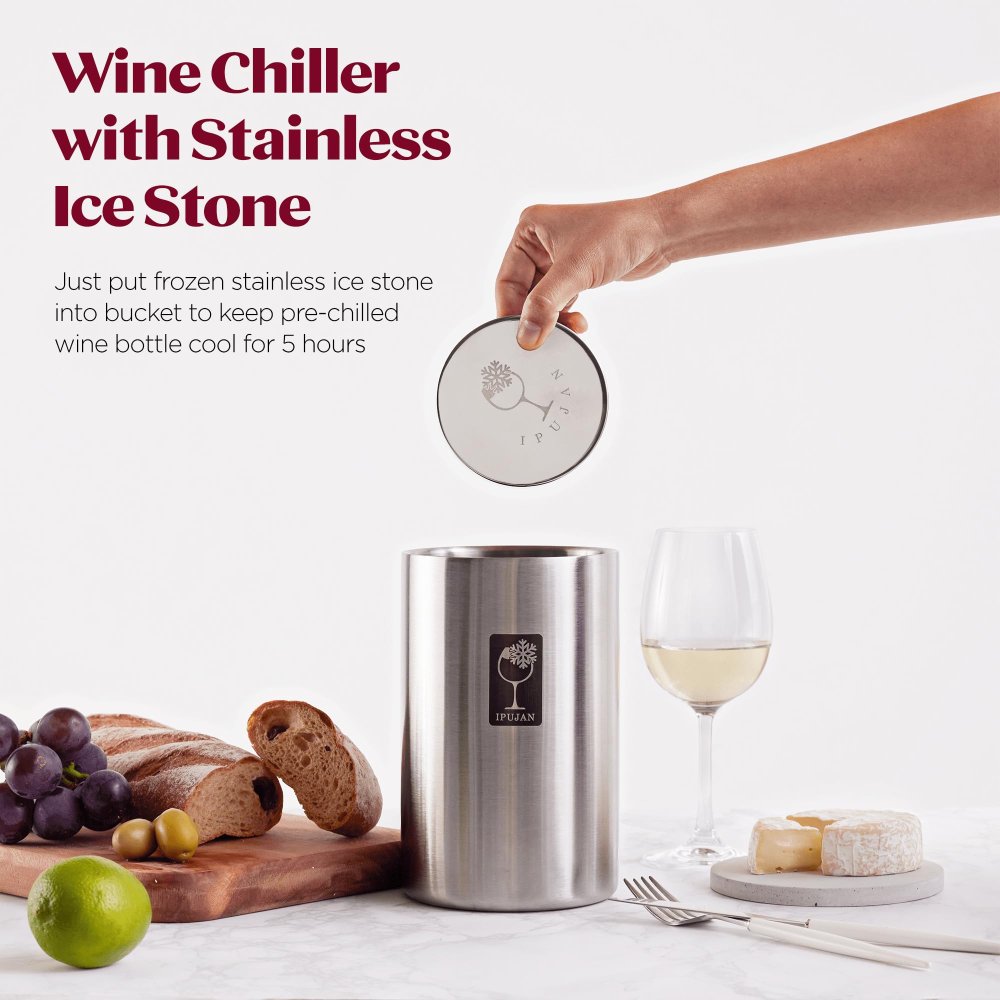 IPUJAN stainless ice stone close-up for no-mess chilling