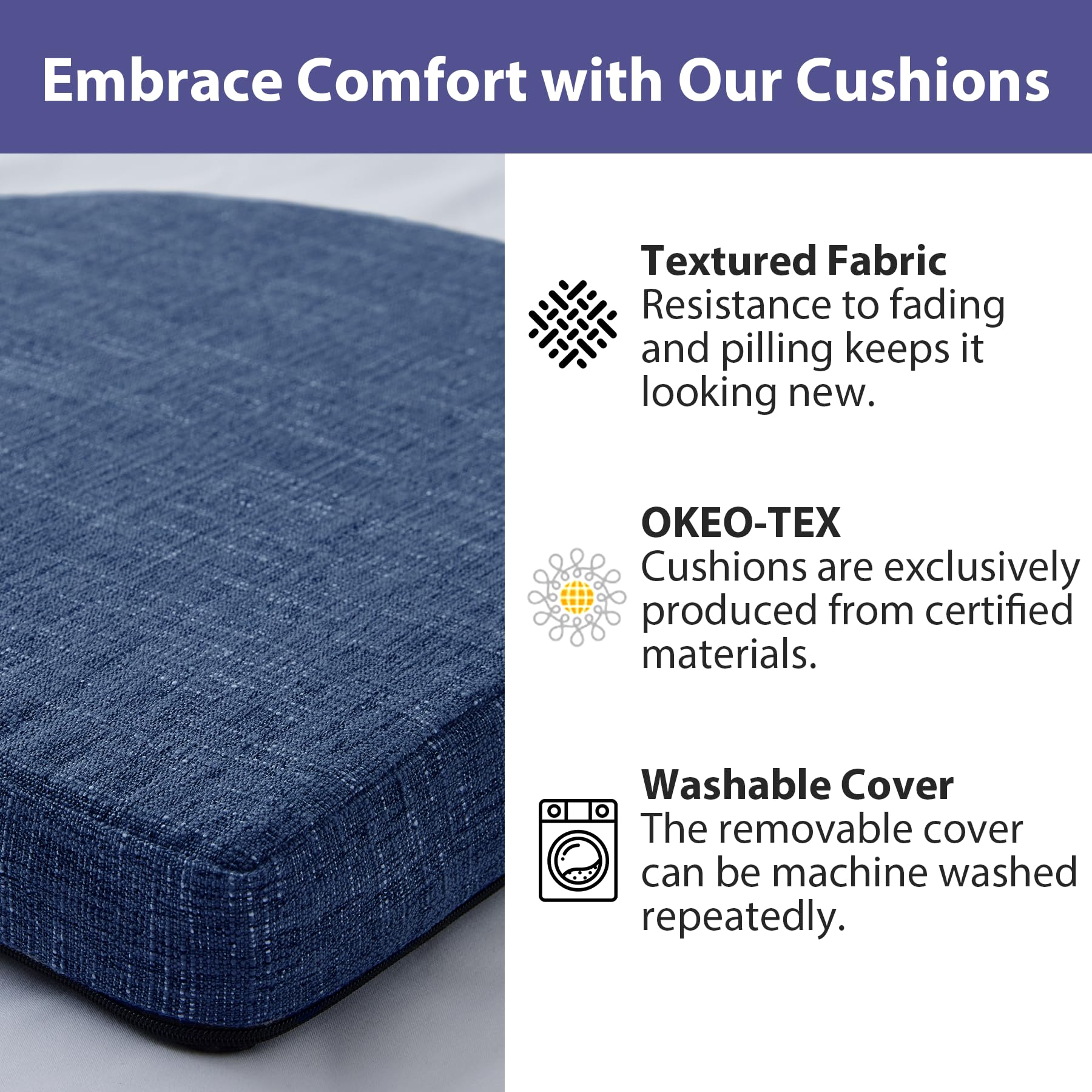 IPYNBAP tied cushions stay securely anchored to chair surfaces.