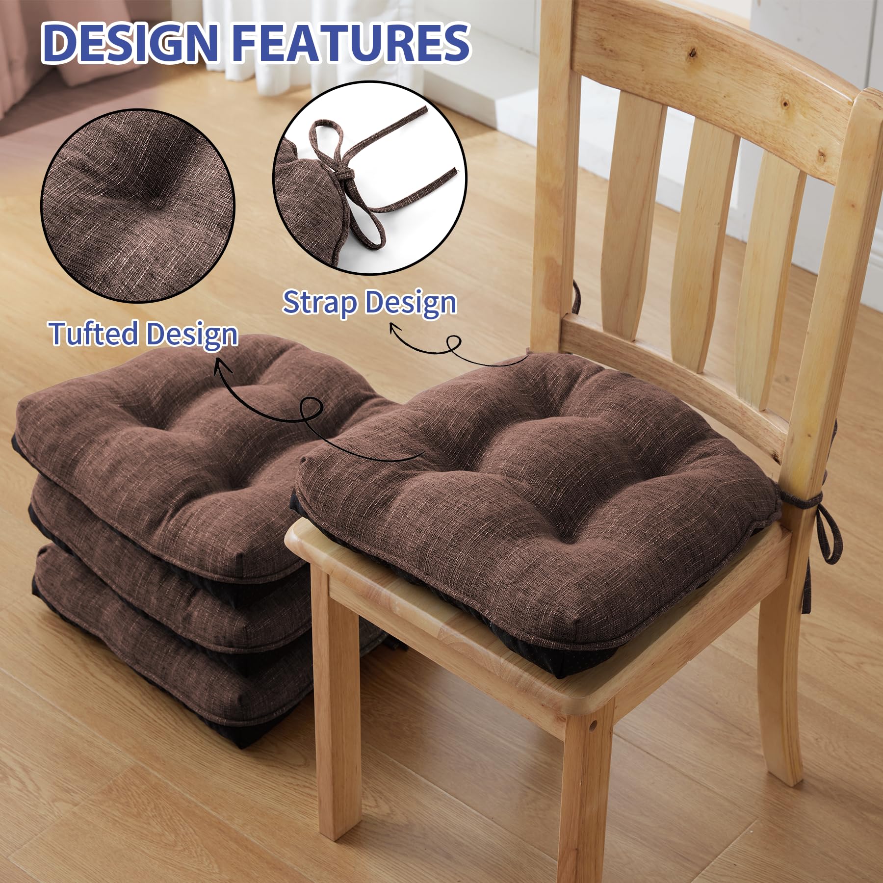 IPYNBAP chair pad with ties stays in place during meals.