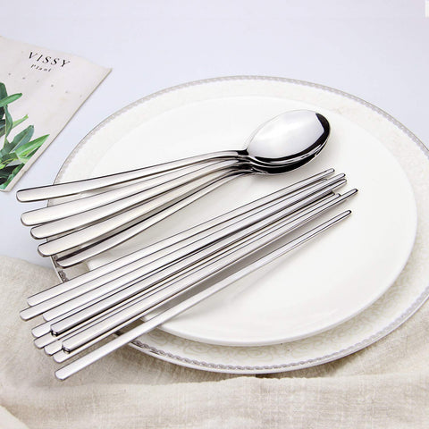 IQCWOOD Korean spoon with wide round head for easy soup scooping.