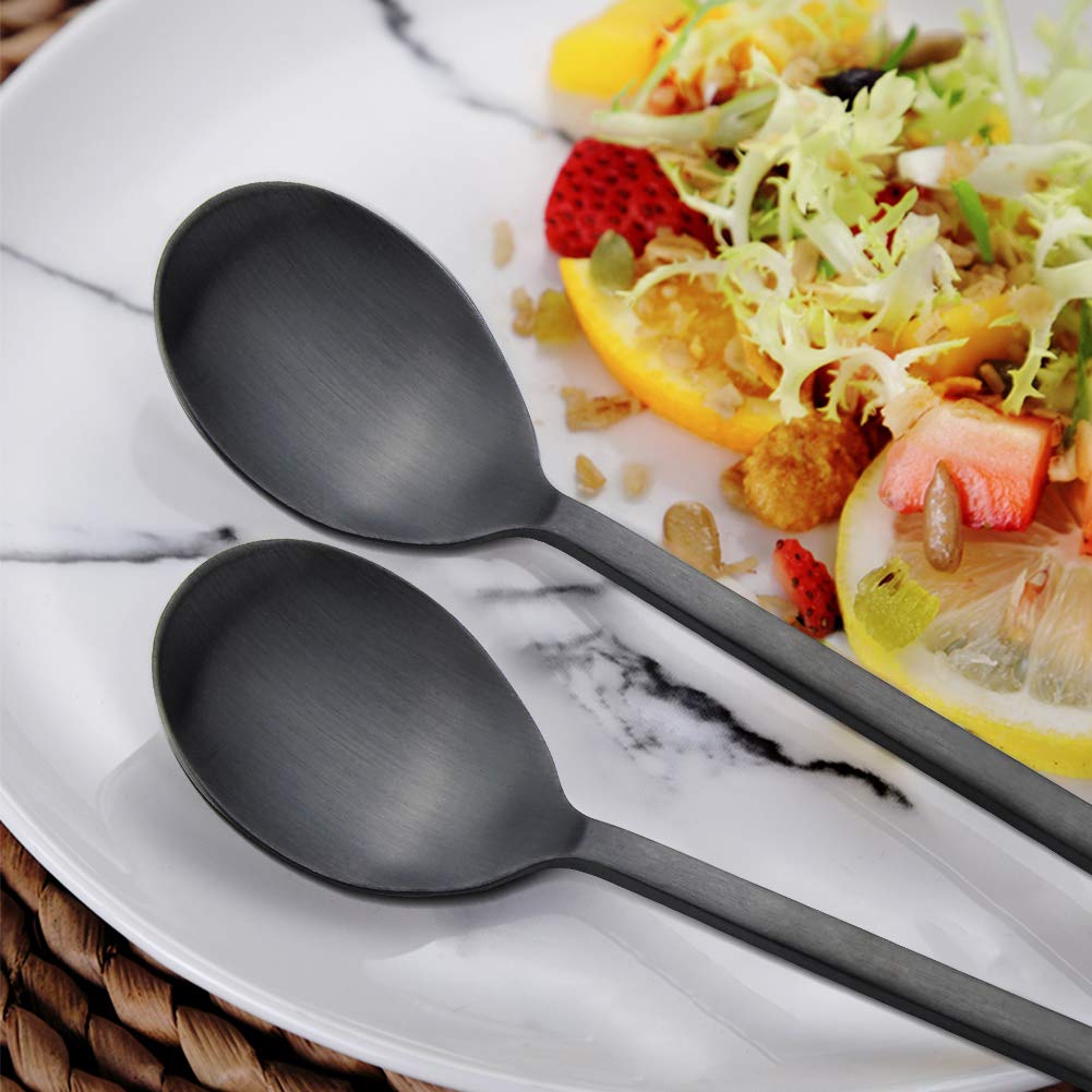 IQCWOOD Korean spoons with wide head for secure food pickup in bowls