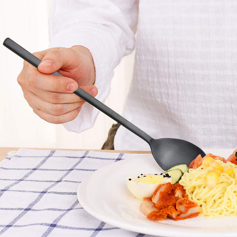 IQCWOOD spoon with long handle for comfortable reach in tall bowls