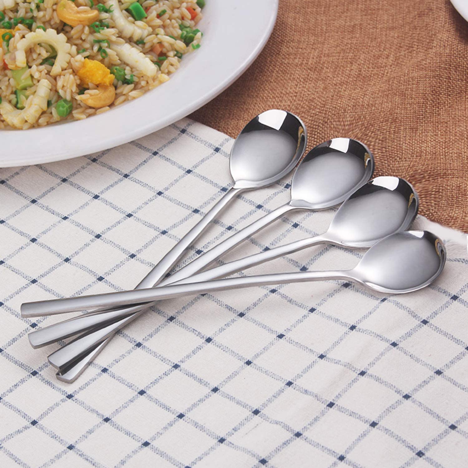 IQCWOOD long-handle design spoon for easy reach into bowls and pots.
