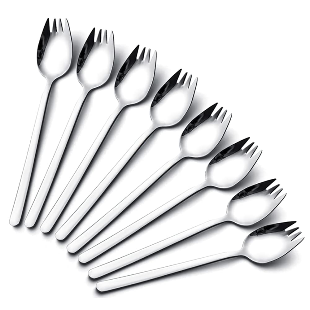 IQCWOOD sporks stainless steel 8-pack for durable daily dining