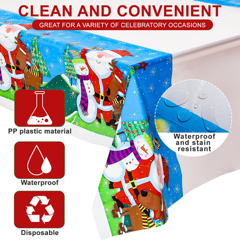 Irenare reindeer motif tablecloth protects surfaces during celebrations