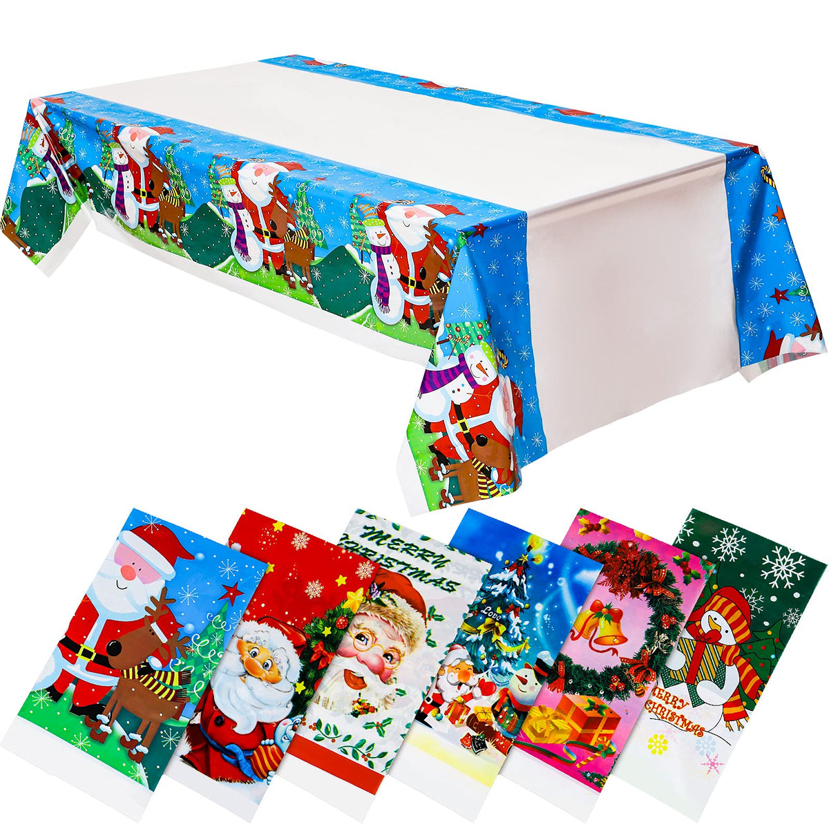 Irenare Christmas tablecloth with Santa design for festive dining and easy cleanup