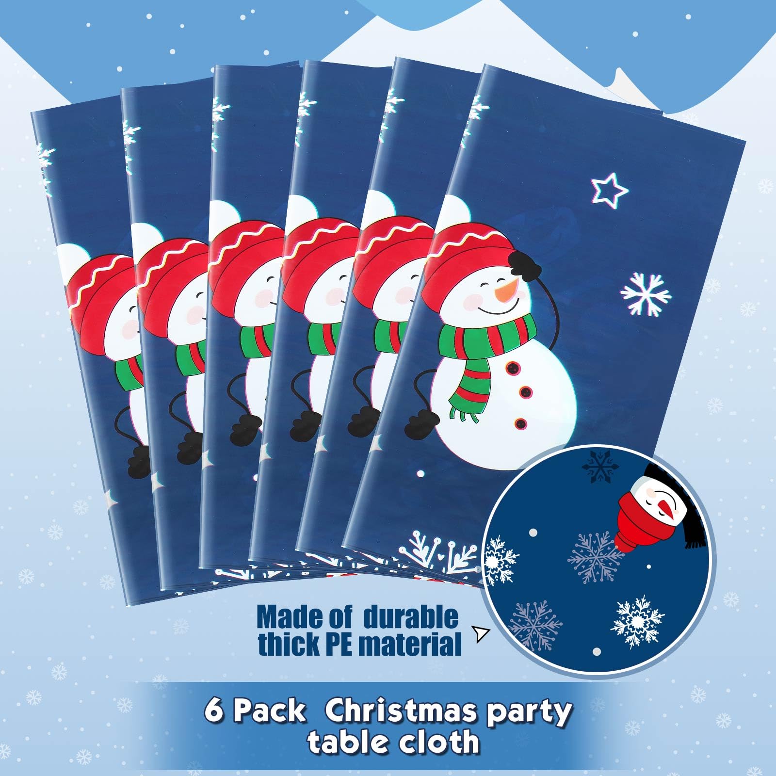 Irenare closeup snowman design tablecloth adds festive charm