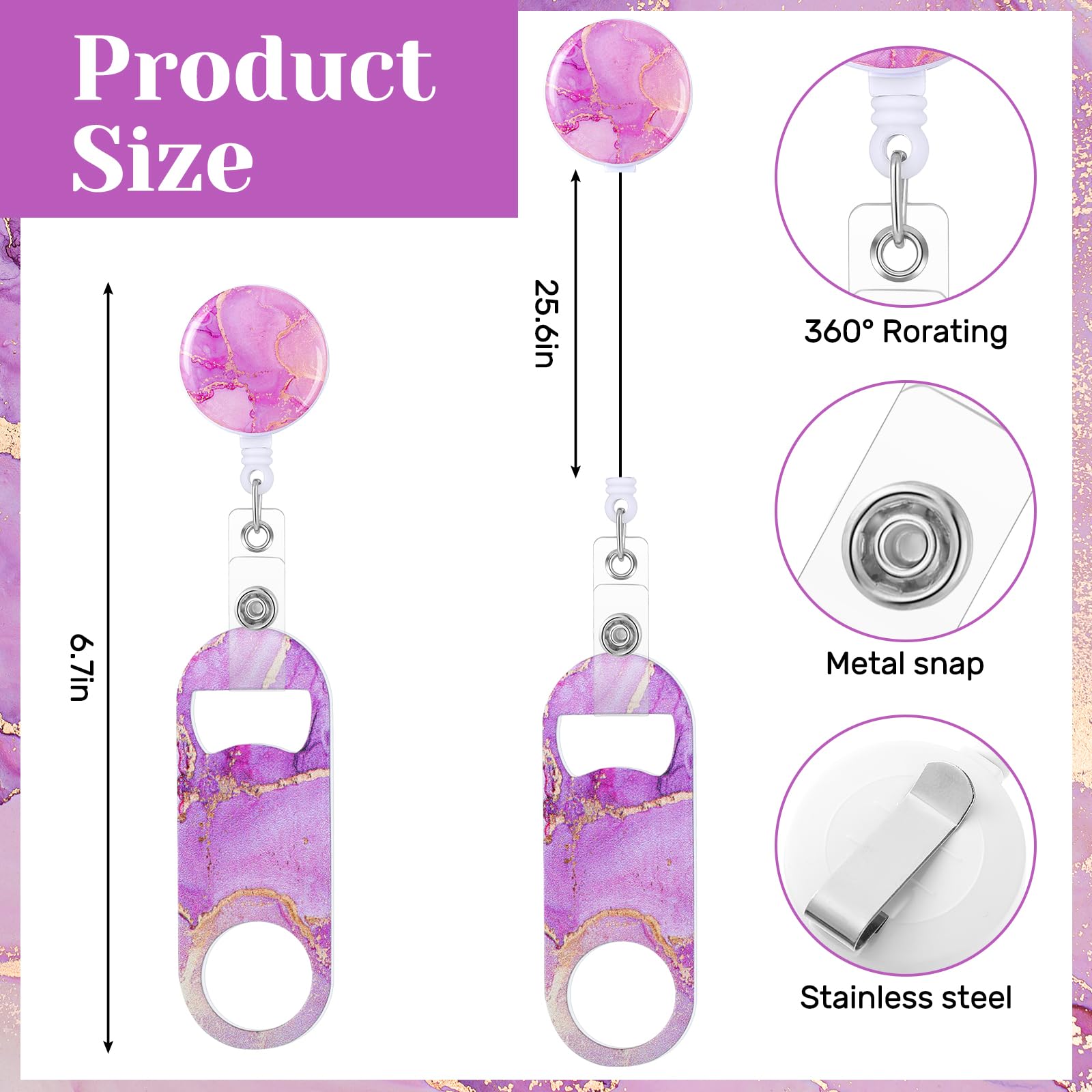 Irenare marble pattern 2 flat bottle opener, durable stainless steel for parties