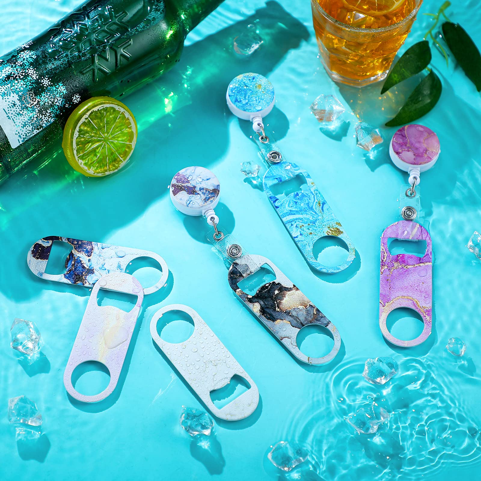 Irenare marble pattern 6 flat bottle opener, multipurpose gift tool