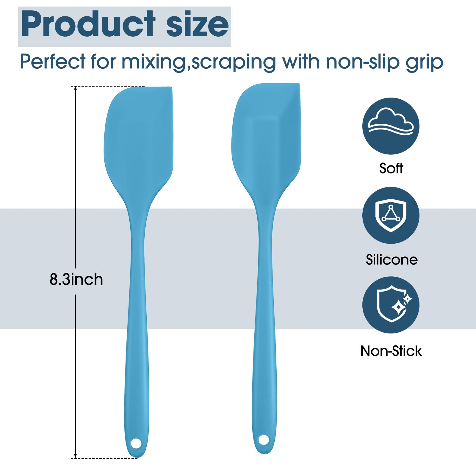 Irenare heat-resistant silicone spatula with stainless core up to 500°F.