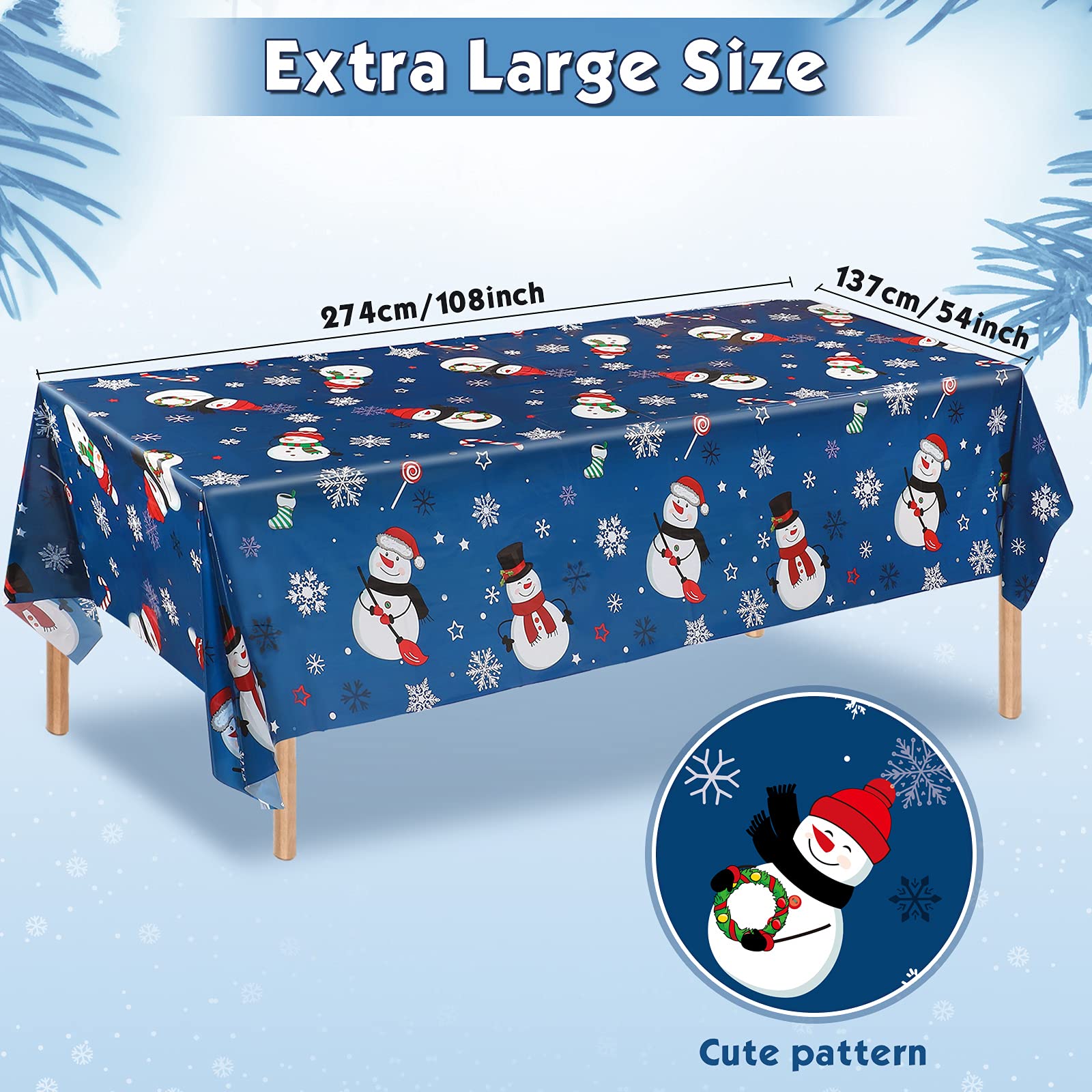Irenare snowflakes pattern tablecloth blue enhances holiday decor