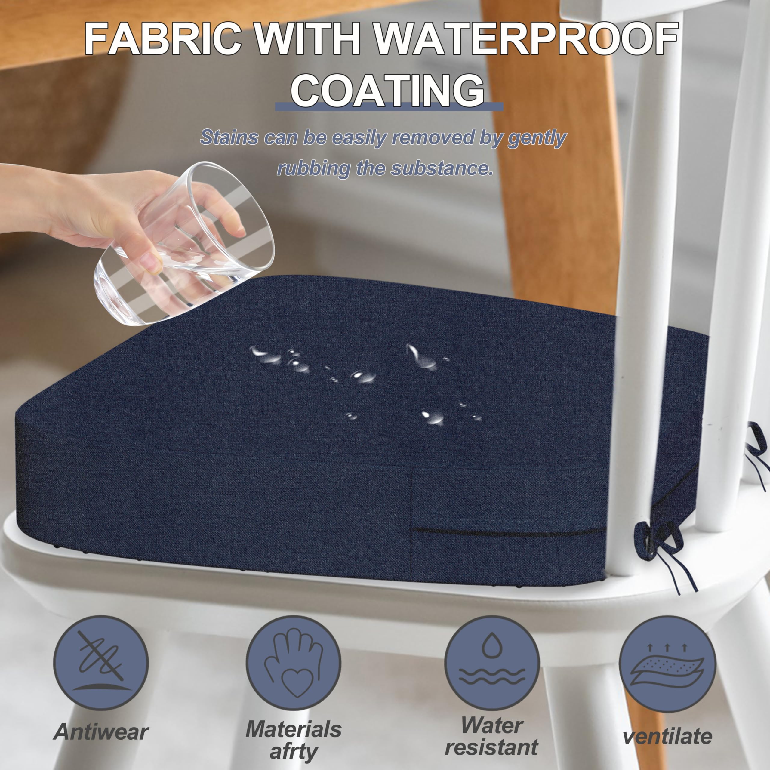 Iristykilin cushions feature a non-slip bottom to prevent movement.