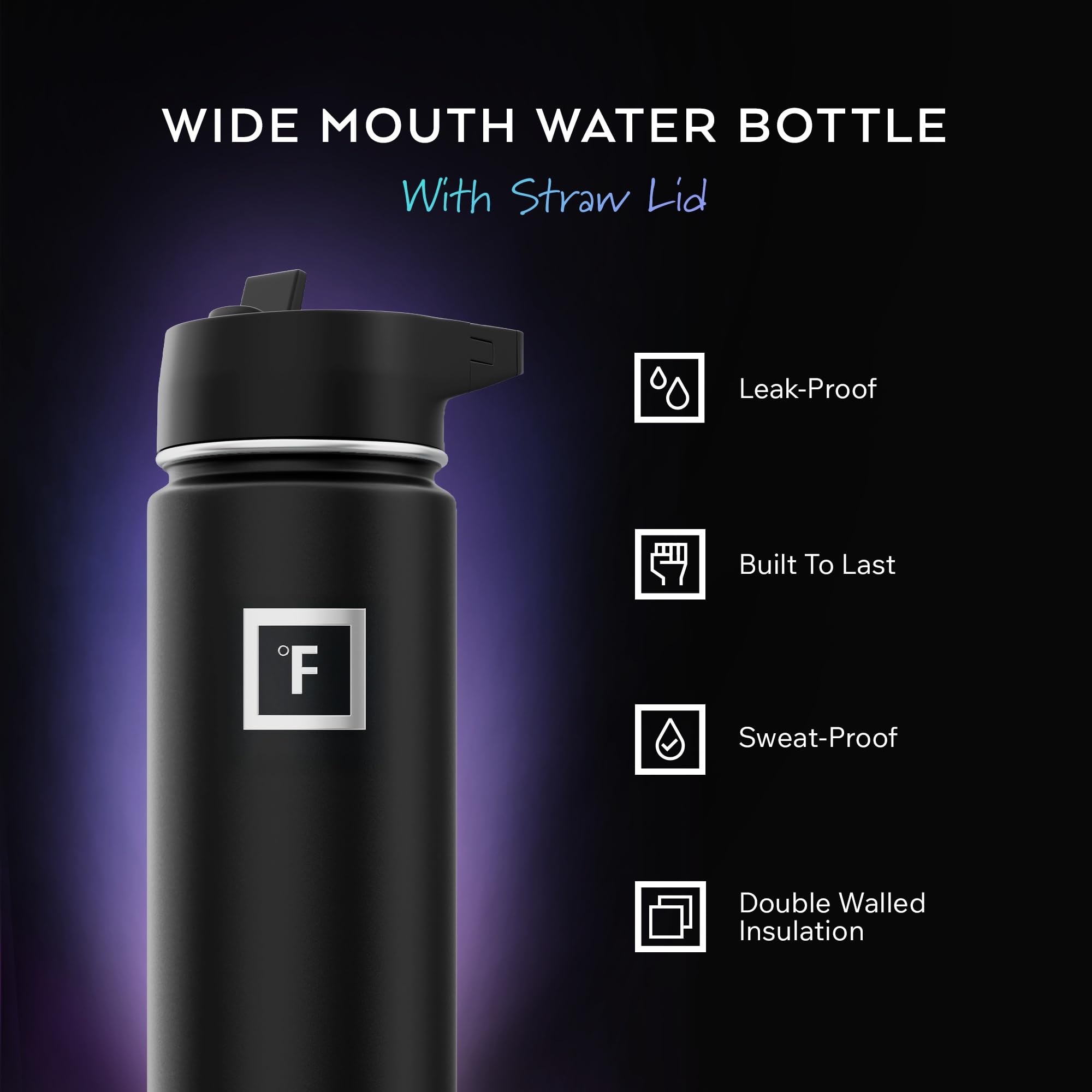 IRON °FLASK Aurora straw-lid bottle for leak-proof sipping on the trail.