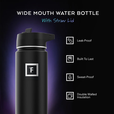 IRON °FLASK Aurora straw-lid bottle for leak-proof sipping on the trail.