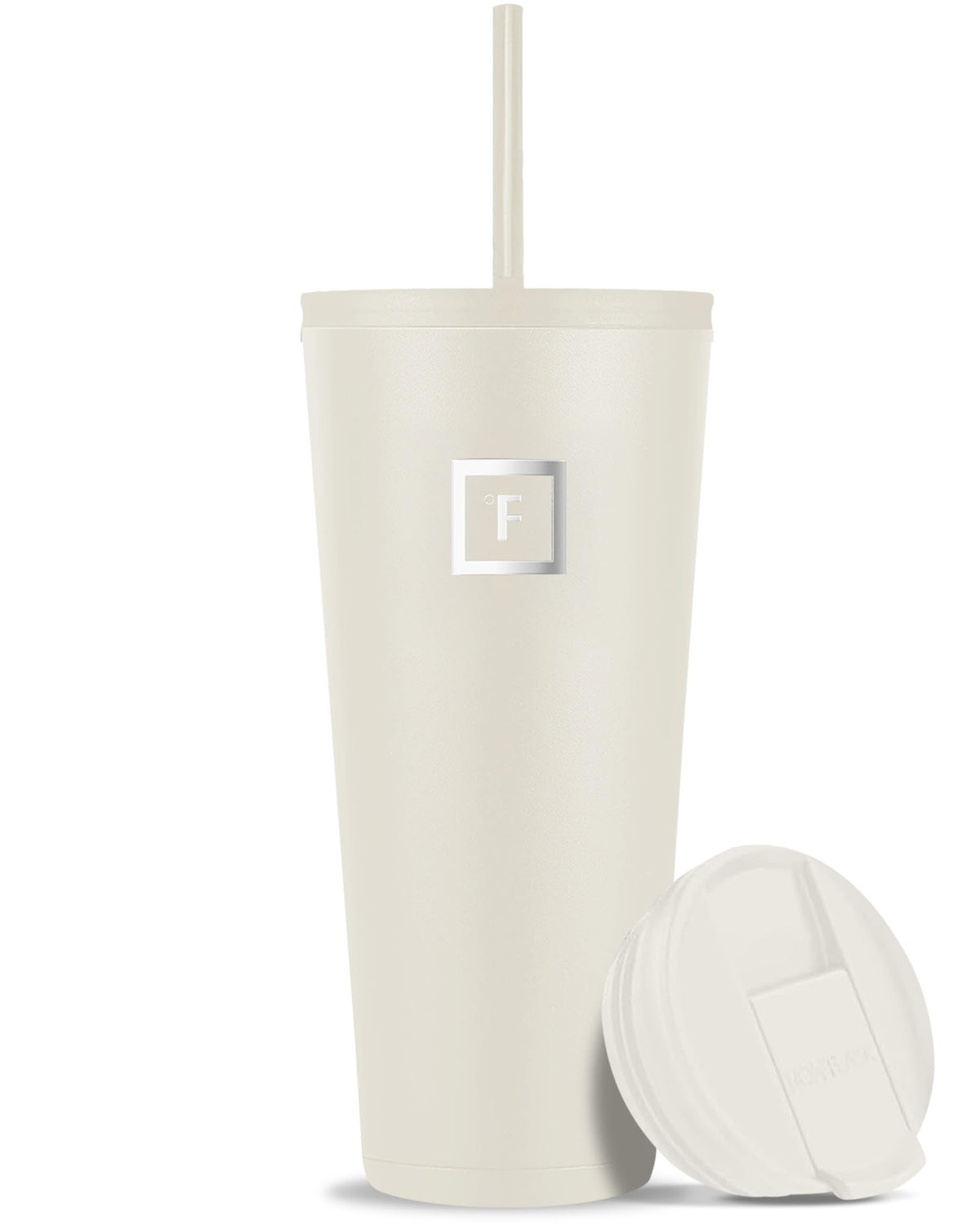 IRON °FLASK Classic Tumbler front view in Cashmere Cream keeps beverages cold longer.