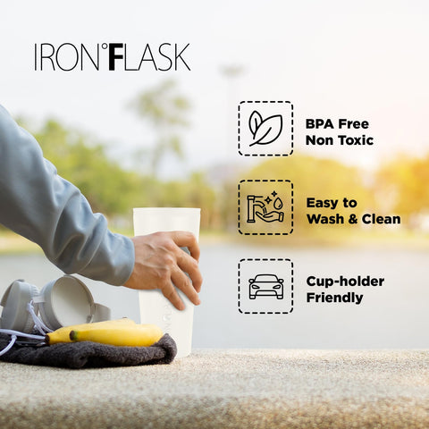 IRON °FLASK Classic Tumbler 32oz with leak-proof lid ideal for travel.