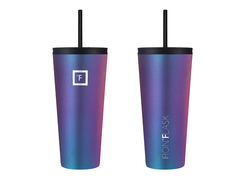 IRON °FLASK Classic Tumbler Aurora in-car cup holder during a commute