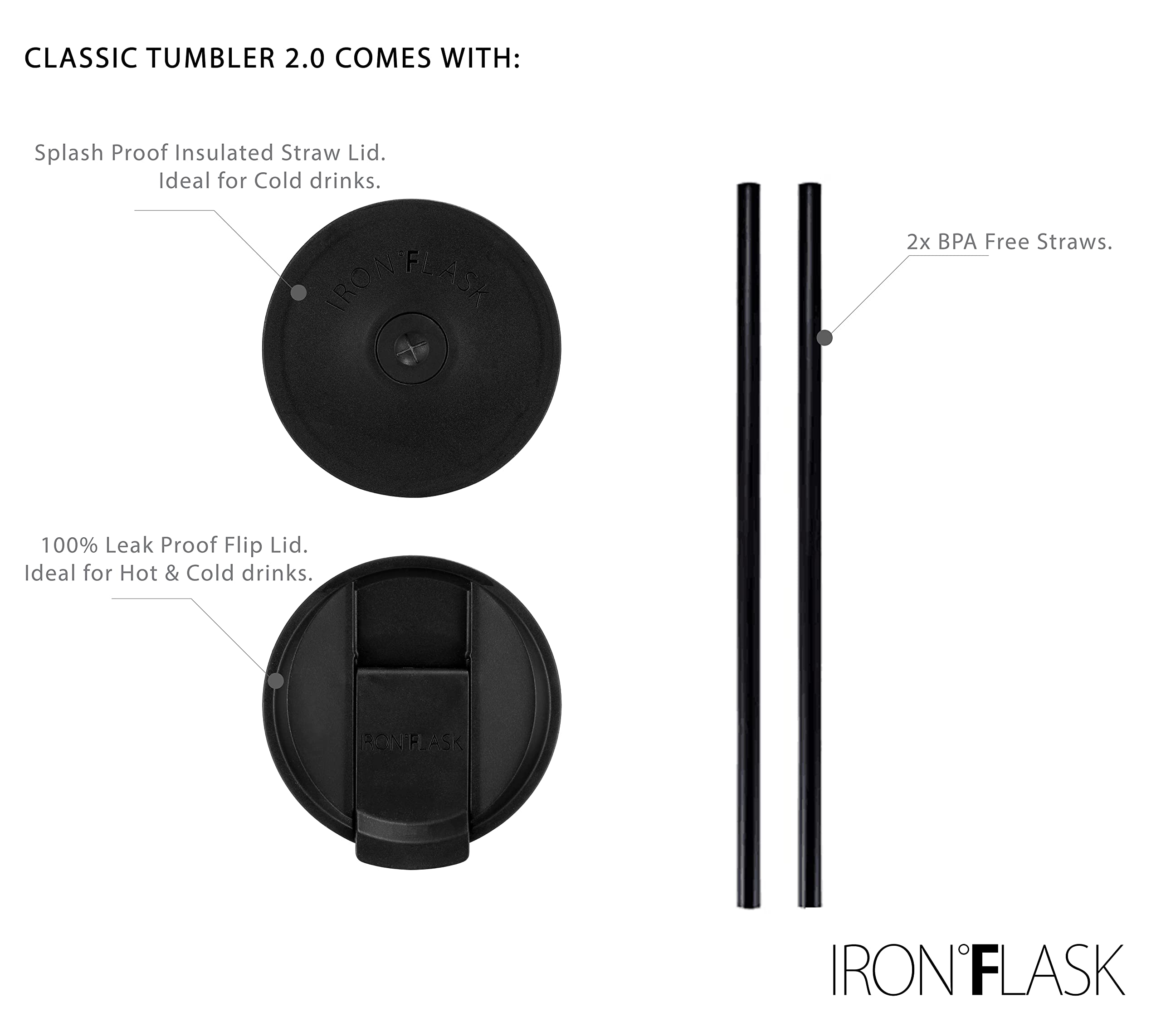 IRON °FLASK Classic Tumbler Midnight Black double-walled insulation preserves beverages