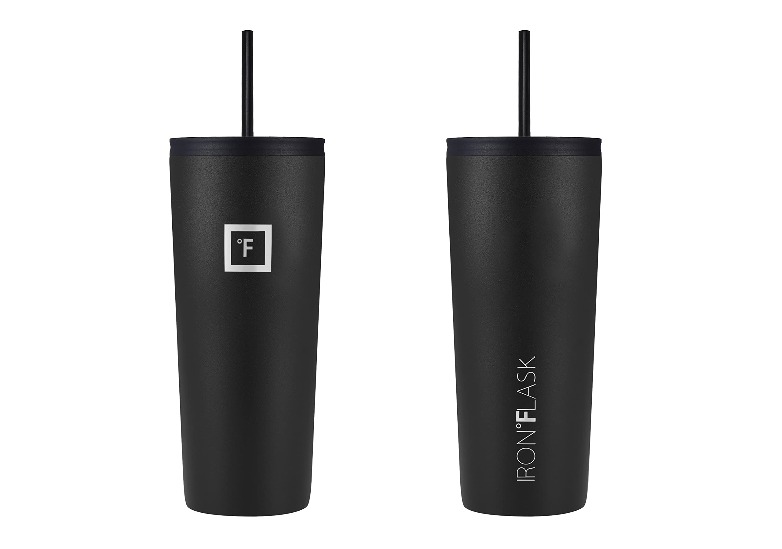 IRON °FLASK Classic Tumbler Midnight Black insulated lids display options