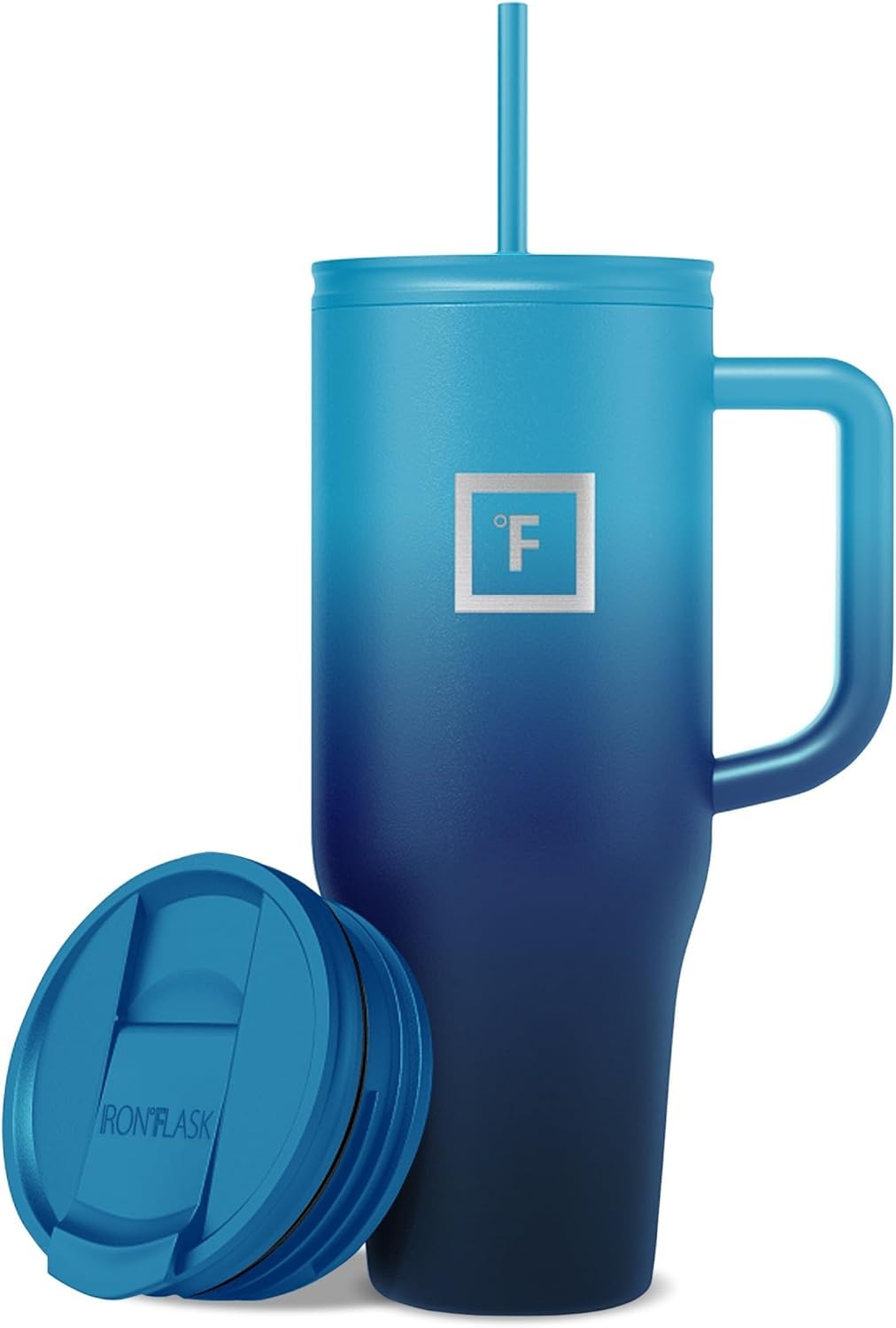 IRON °FLASK Co-Pilot mug with straw lid, travel-friendly and spill-free on the go.