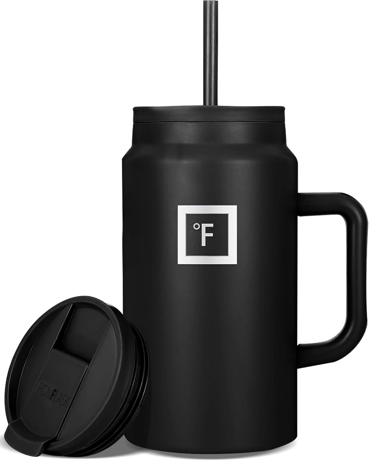 IRON °FLASK Co-Pilot insulated mug with straw lid keeps beverages cold or hot on the go.