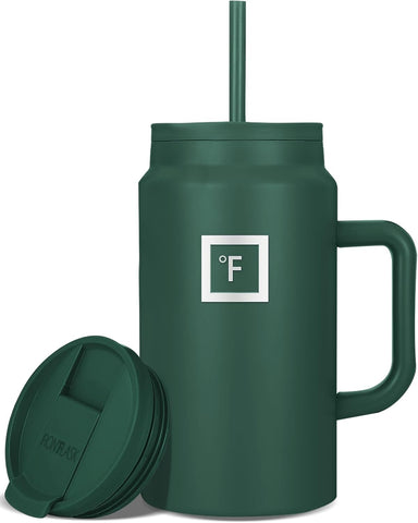 IRON °FLASK Co-Pilot insulated mug with straw lid for convenient sipping on the go.