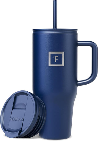 IRON °FLASK Co-Pilot insulated mug in Twilight Blue keeps drinks hot or cold during daily commutes.