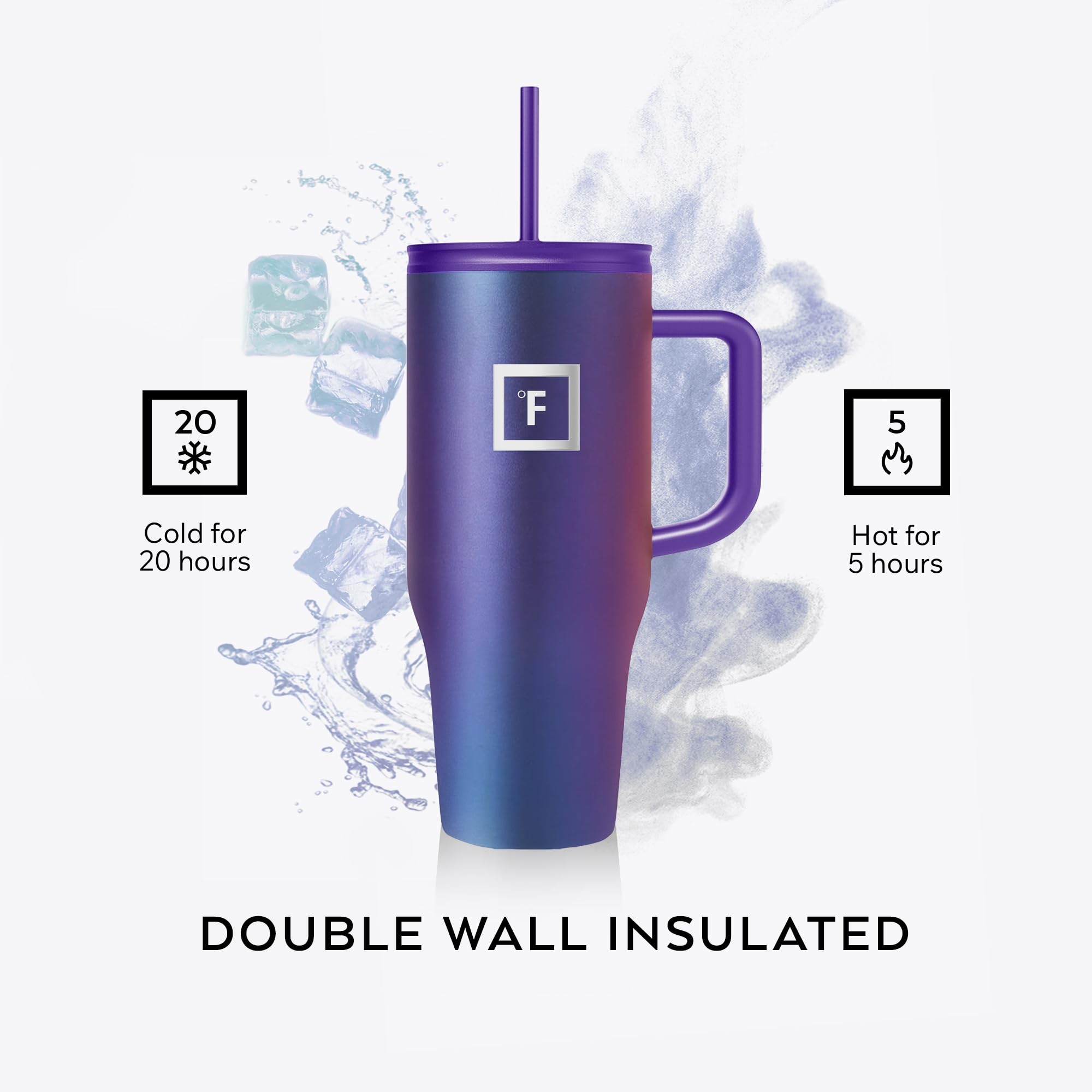 IRON °FLASK Co-Pilot 32 oz mug shows large capacity for long trips.