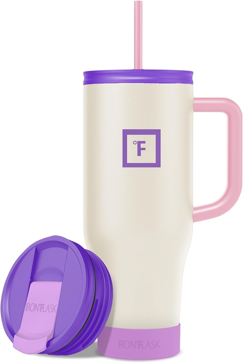 IRON °FLASK Co-Pilot mug with boot and straw lid for secure, spill-free sipping