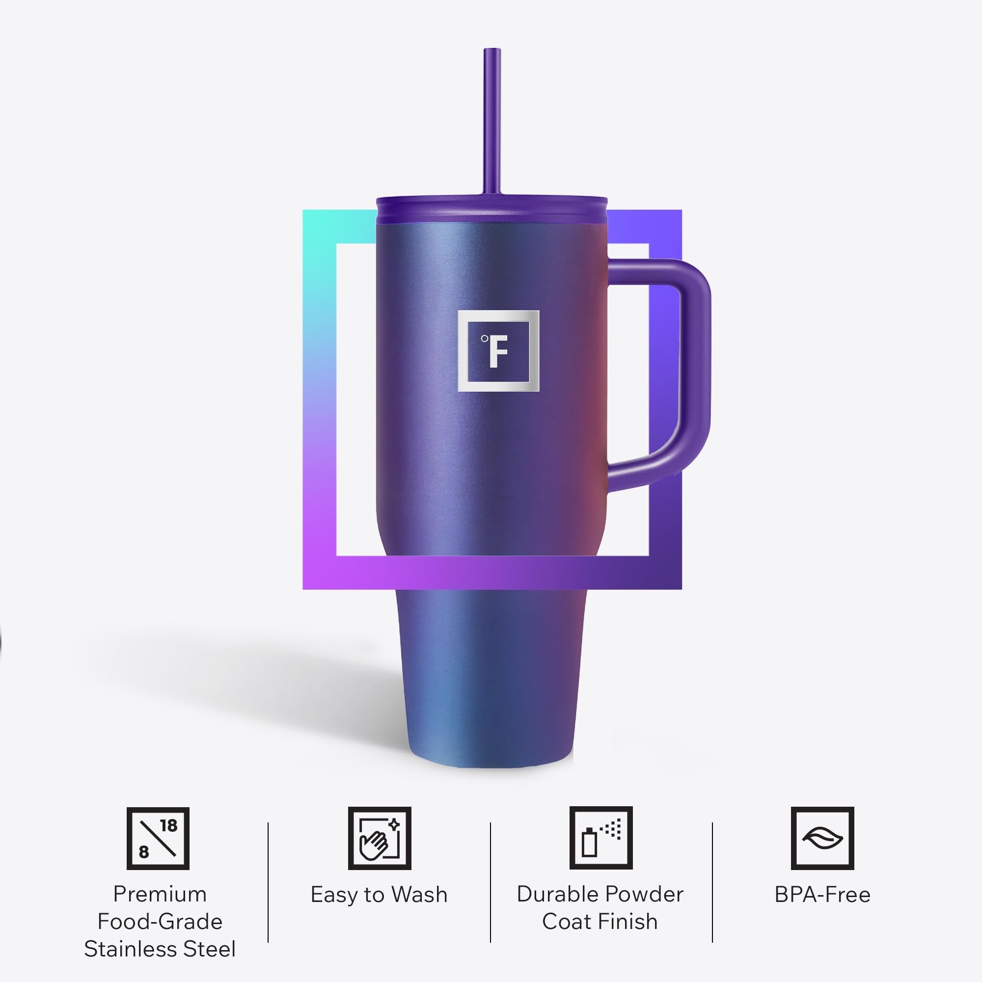 IRON °FLASK Co-Pilot mug fits standard cup holders for easy commuting.