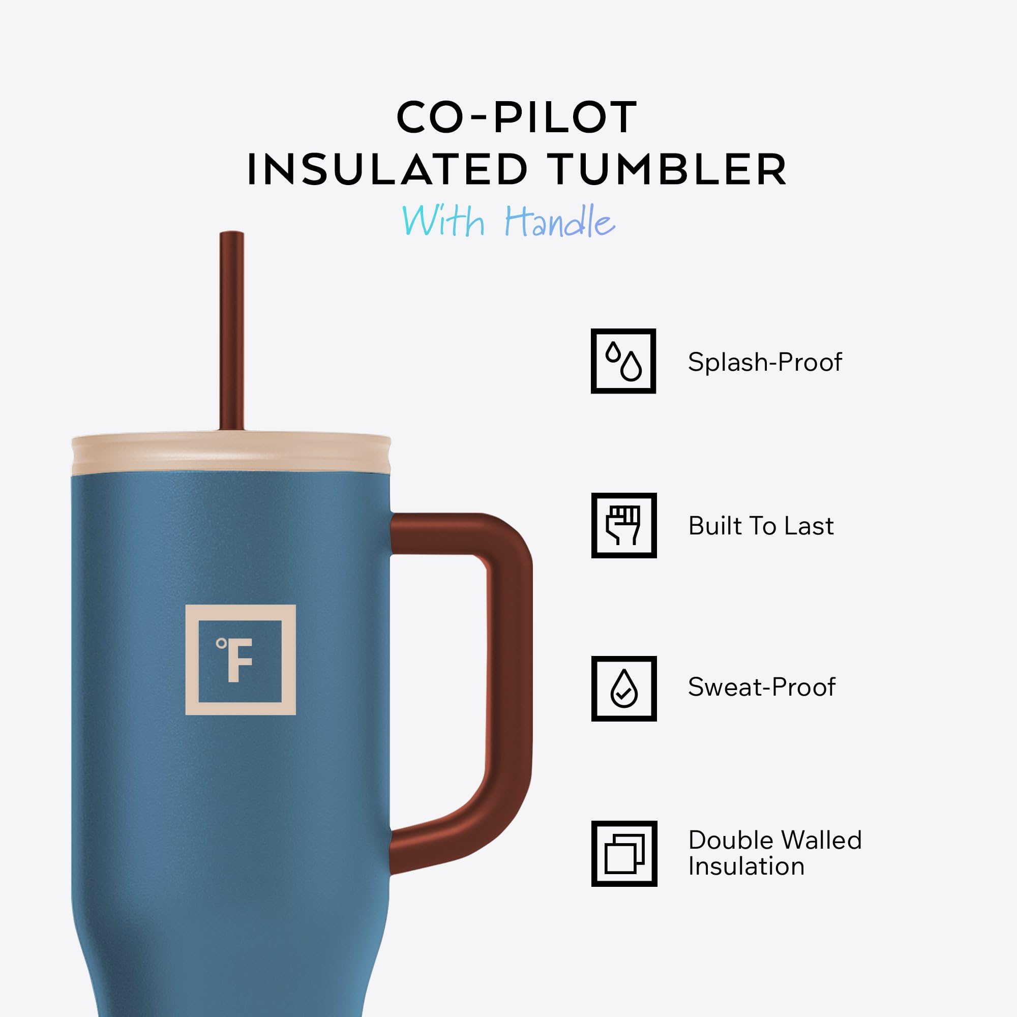 IRON °FLASK Co-Pilot mug with flip cap lid for leak-proof on-the-go hydration