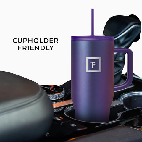 IRON °FLASK Co-Pilot mug features non-slip base to prevent spills.