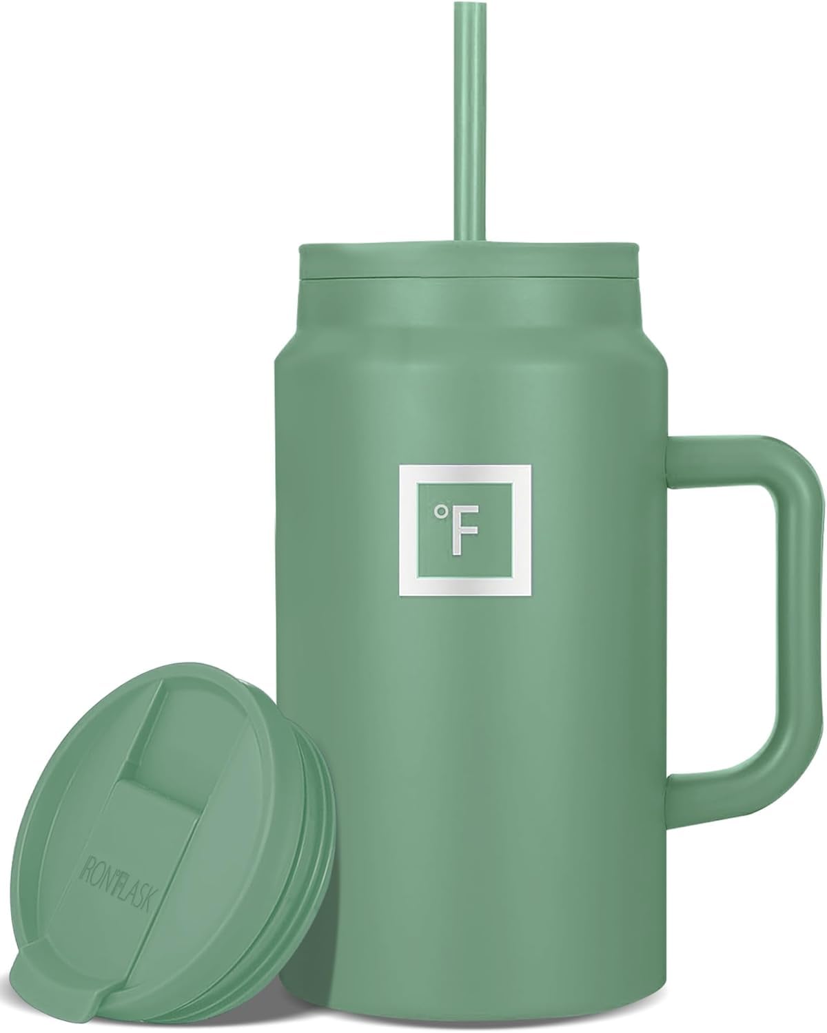 IRON °FLASK Co-Pilot mug with straw lid keeps drinks mess-free on the move.