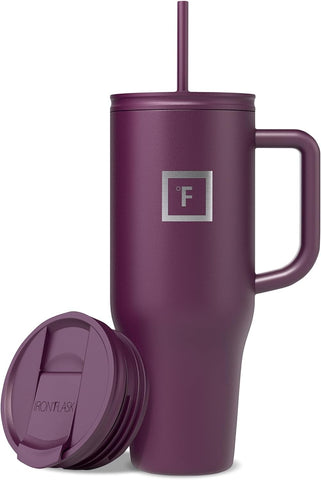 IRON °FLASK Co-Pilot mug with straw lid keeps drinks cold longer on the go