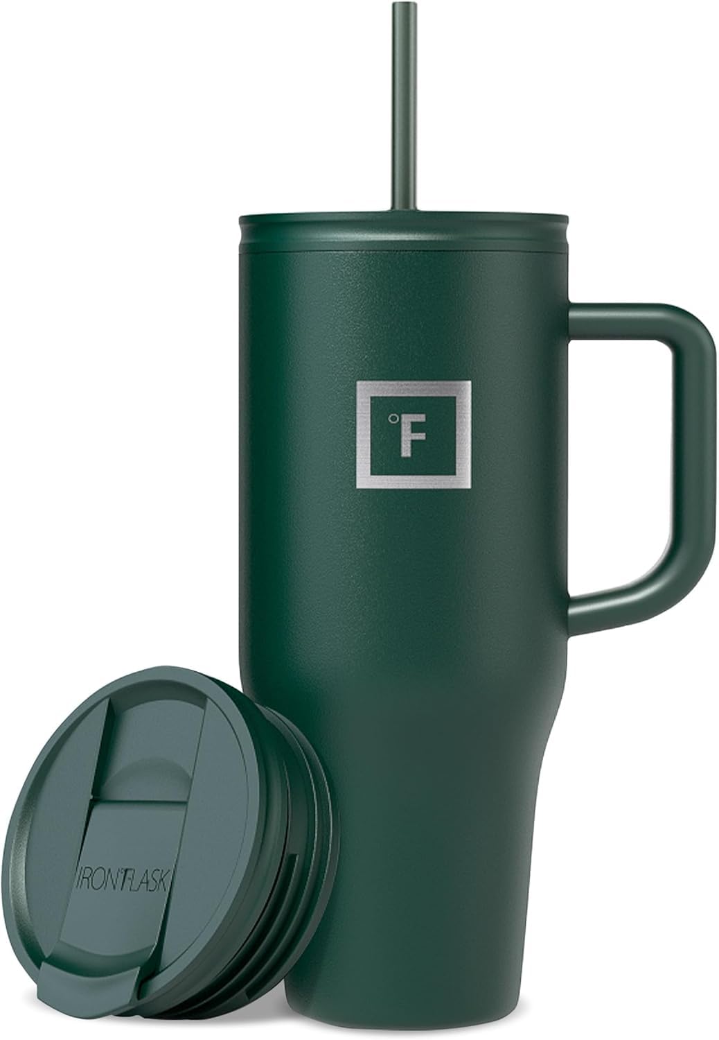 IRON °FLASK Co-Pilot mug with straw lid enables quick, spill-free sipping.