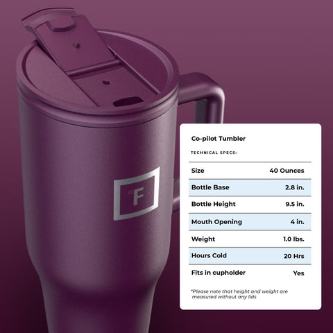 IRON °FLASK Co-Pilot mug with non-slip bottom reduces spills during travel