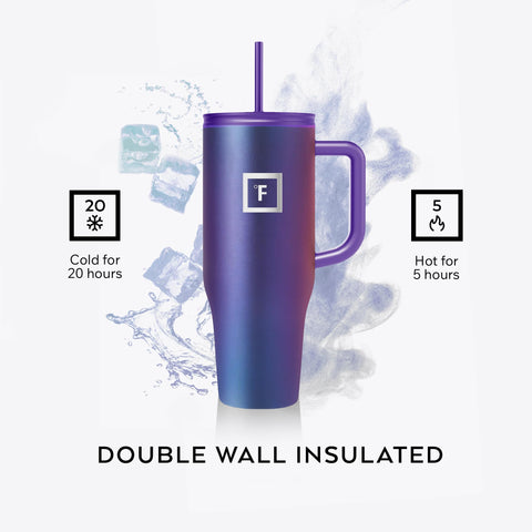 IRON °FLASK Copilot dual lids demonstrate versatile use for different beverages