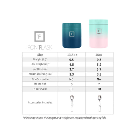 IRON °FLASK foldable spoon included for convenient meals on the go