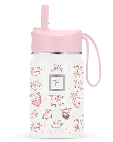 IRON °FLASK Kids bottle with straw lid keeps drinks cold for hours.