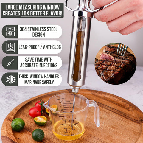 Iron Grillers anti-clog needles ensure smooth marinade delivery.