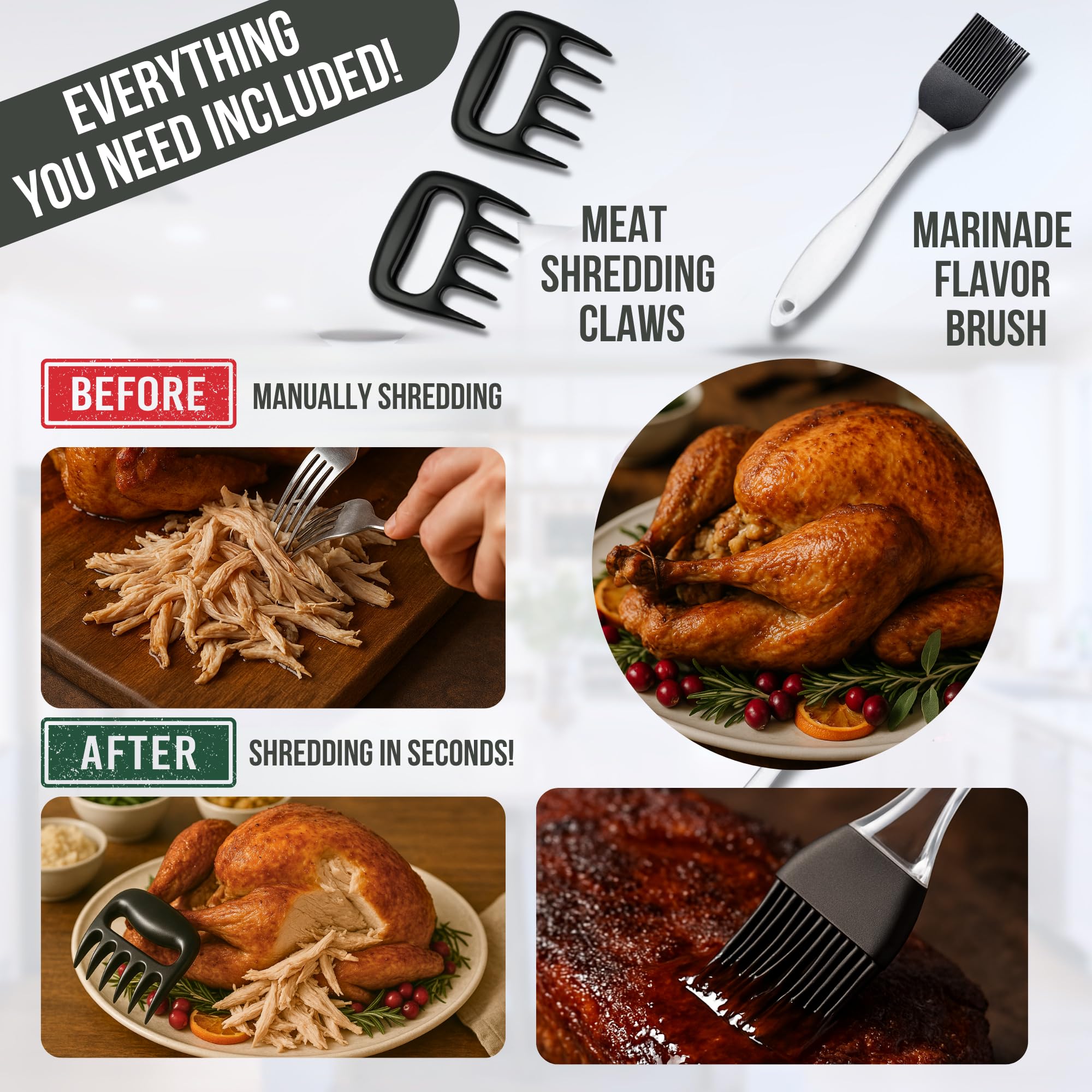 Iron Grillers meat shredder claws for easy, mess-free shredding after smoking.