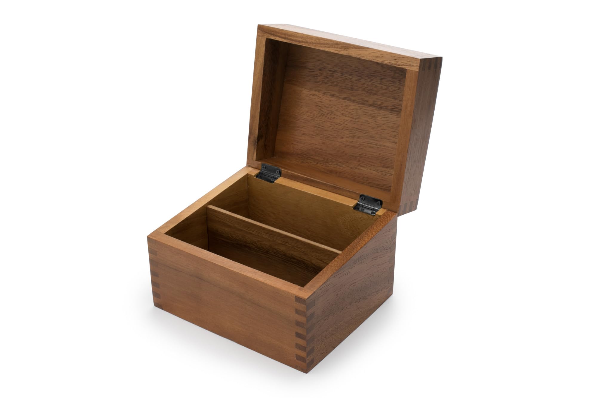Ironwood Gourmet Acacia box on kitchen counter adds warm decor while organizing notes.